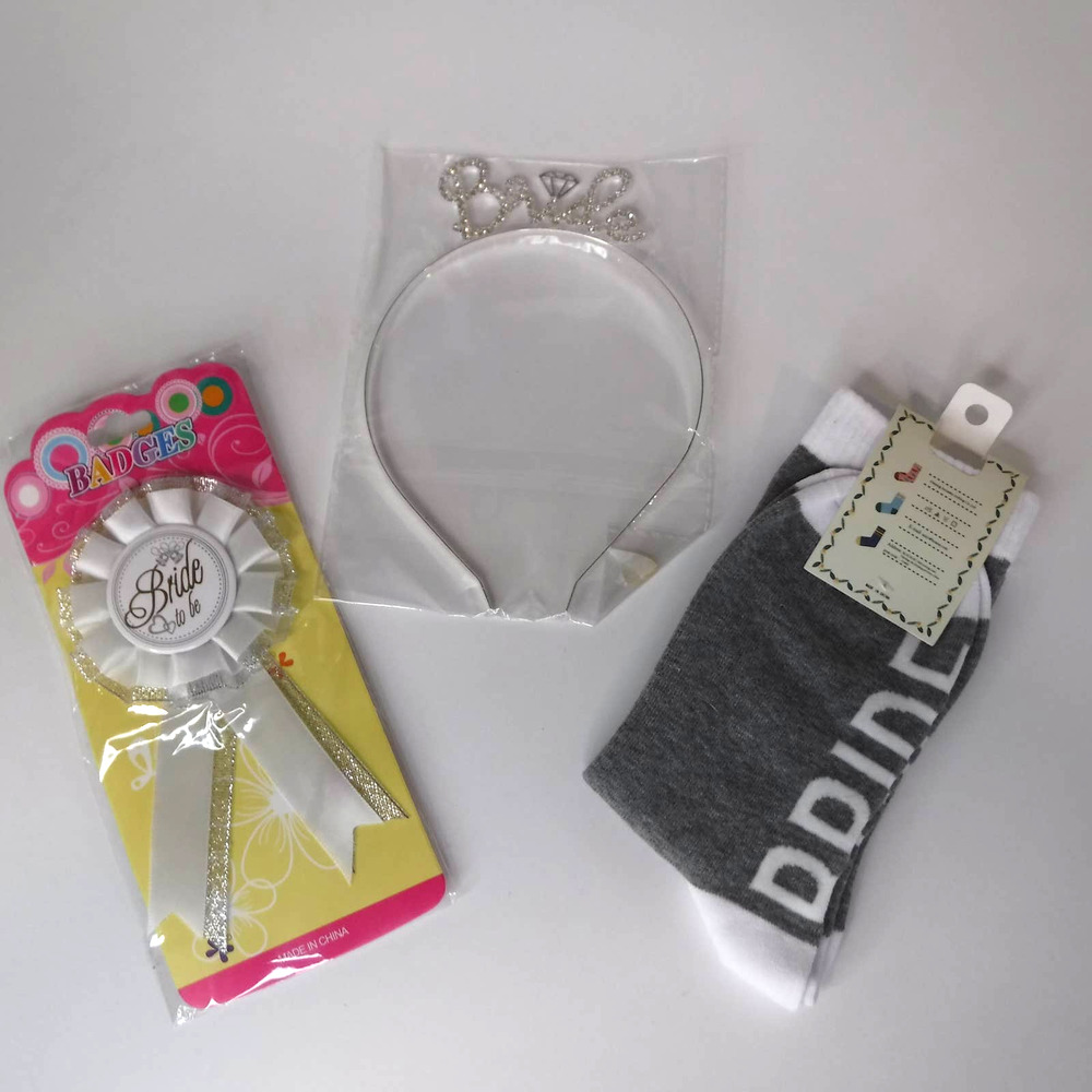 Bride Bachelorette Party Attire Pack - Socks Badge Tiara